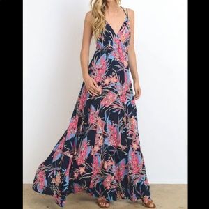 Lulus Floral Backless Maxi Dress